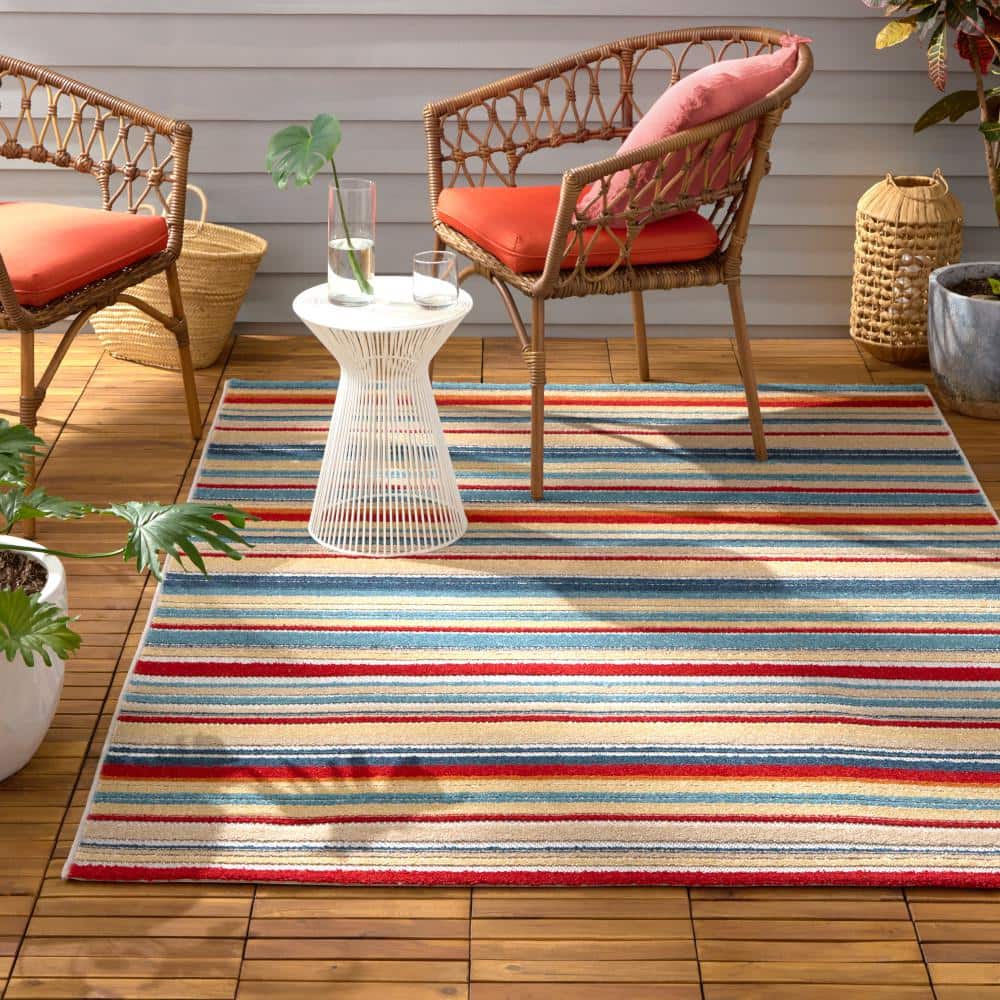 Rio Multicolor Stripe Medium Pile Indoor/Outdoor Area Rug