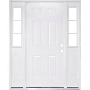 72 in. x 80 in. Element Series 6-Panel White Primed Steel Prehung Front Door with 16 in. 3 Lite Sidelites LH