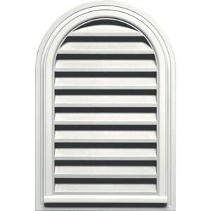 22 in. x 32 in. Round Top Plastic Built-in Screen Gable Louver Vent #123 White