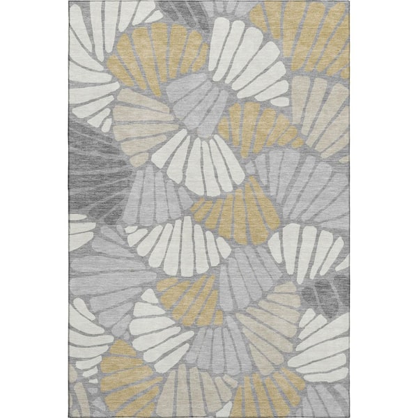 Mayfield Premium Machine Washable Abstract AMF2384 Gray 5 ft. x 7 ft. 6 in. Area Rug