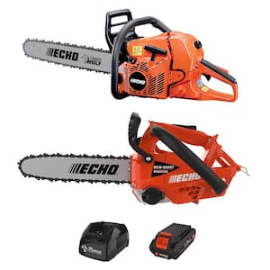 59.8cc 2-Stroke Cycle Gas Chainsaw & eFORCE 56V Cordless Battery Chainsaw Combo Kit w/ 2.5Ah Battery and Charger(2-Tool)