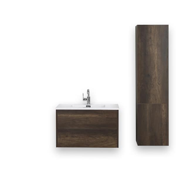 Streamline 31.5 in. W x 19.3 in. H Bath Vanity in Brown with Resin Vanity Top in White with White Basin