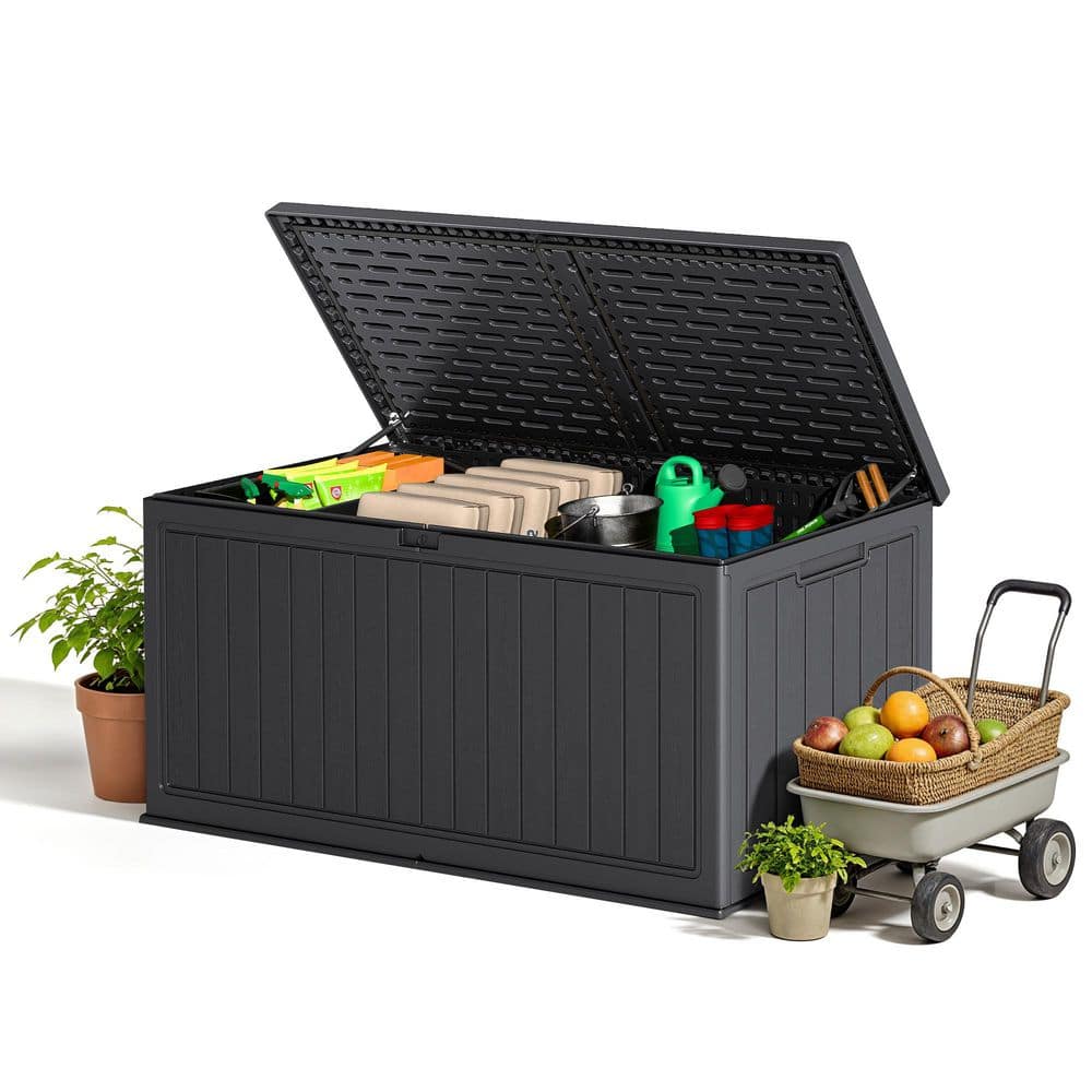 Patiowell 260 gal. Resin Outdoor Storage Deck Box in Black