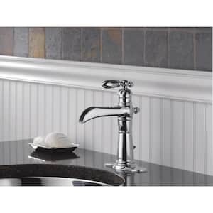 Victorian Single Hole Single-Handle Bathroom Faucet with Metal Drain Assembly in Chrome