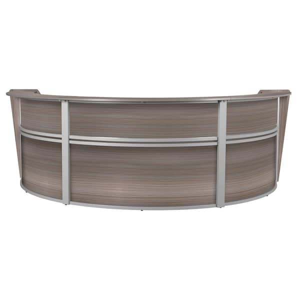 143.5 in. Gray Marque Triple-Unit Reception Curved Desk Workstation