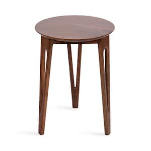 Kershaw 16.00 in. Walnut Brown Round Solid Wood End Table