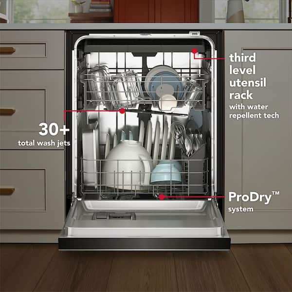 KitchenAid 24 in Front Control Built-In Tall Tub Dishwasher in