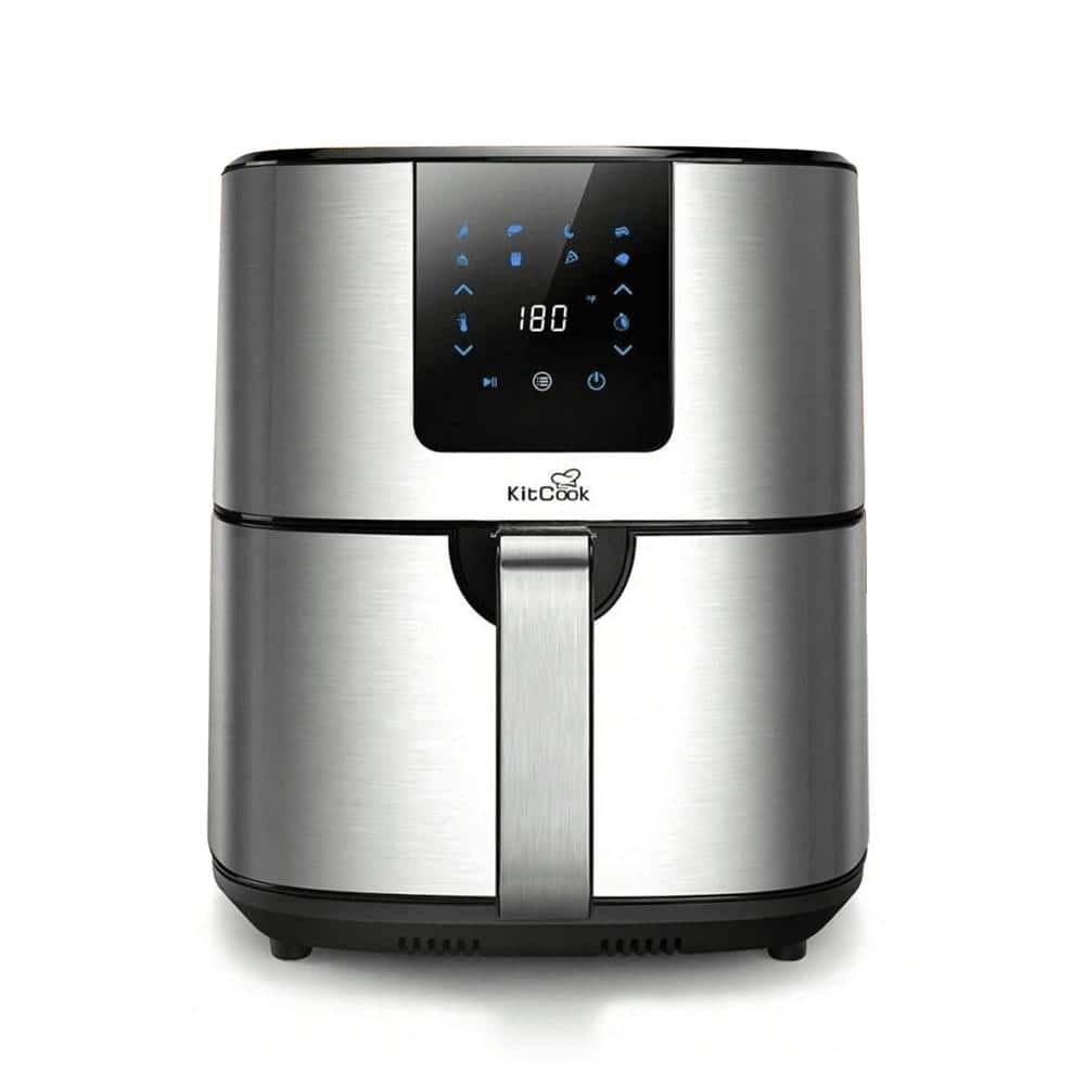 JEREMY CASS BigChef 6 Qt. Stainless Steel Air Fryer with Detachable Rotisserie, LCD Touch Screen and 8 Preset Functions, Oilless