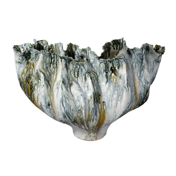 Tery 11 in. Glossy Blue Ceramic Amphora Decorative Vase