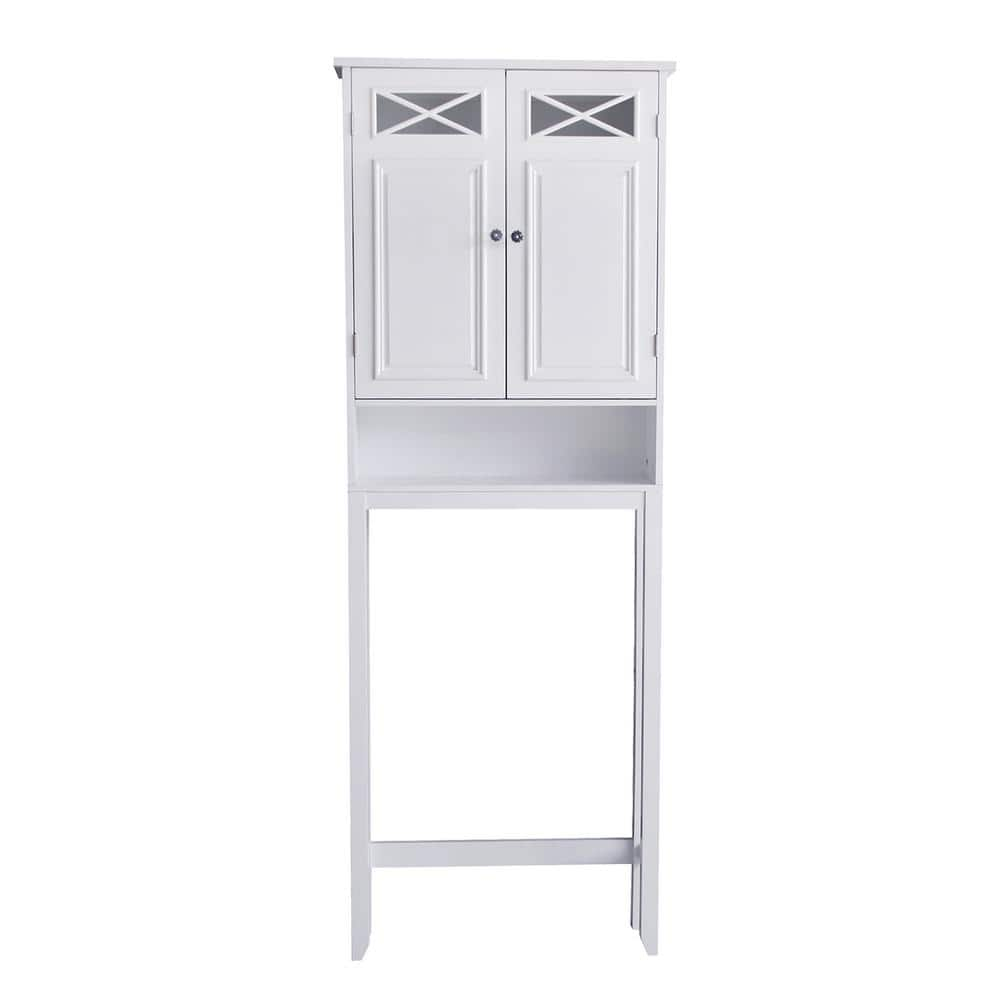 Style Selections 22.95-in W x 64.25-in H x 7.32-in D White MDF Over-the-Toilet Etagere | 6923WWMV