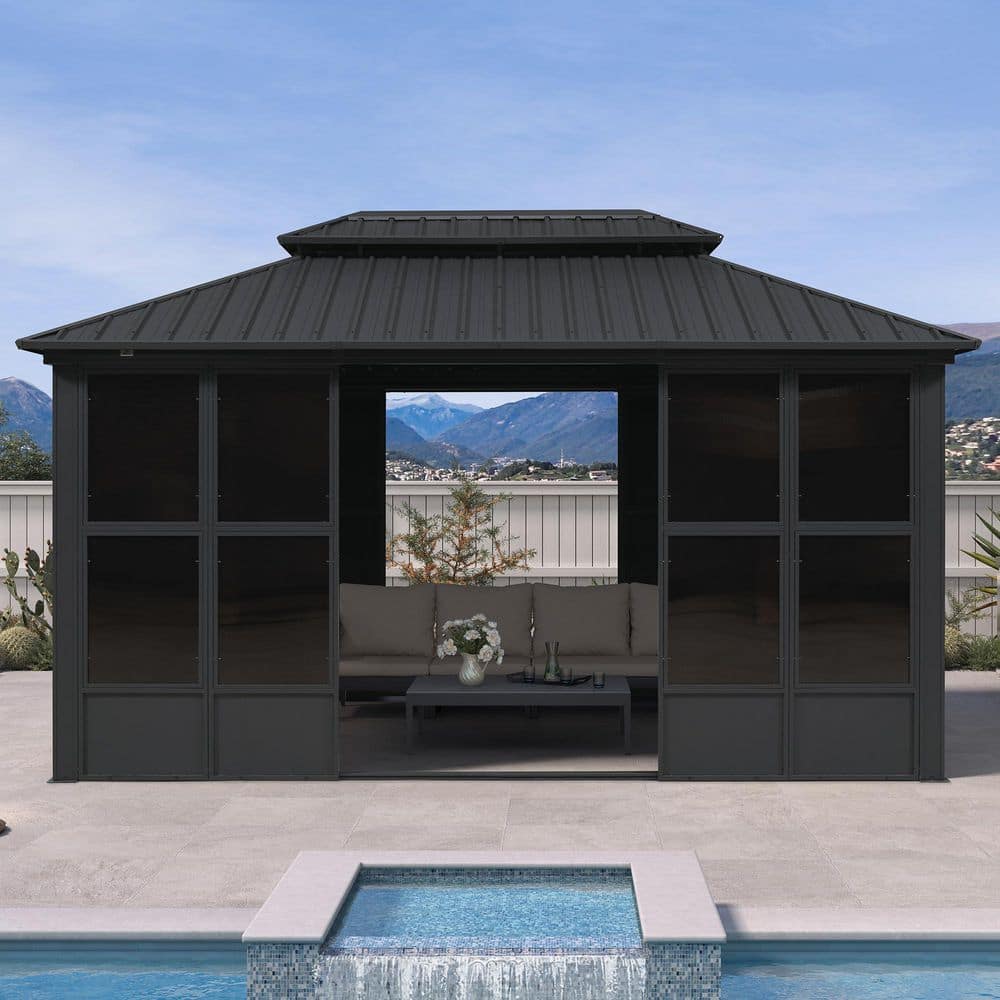 PURPLE LEAF 10 ft. x 15 ft. Sunroom Hardtop Gazebo Solarium
