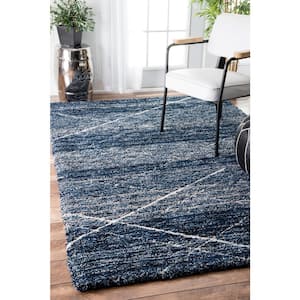 Vito Contemporary Trellis Shag Blue 7 ft. 6 in. x 9 ft. 6 in. Area Rug