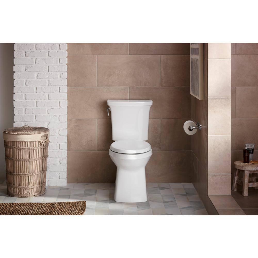 White High Efficiency Elongated Two-Piece Toilet with Skirted Trapway