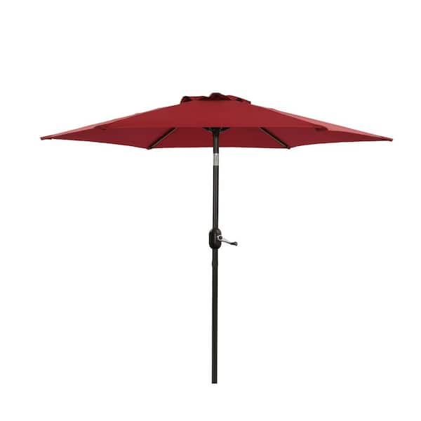 maocao hoom 7.5 ft. Round Outdoor Market Patio Umbrella with Tilt and Crank Mechanism in Red