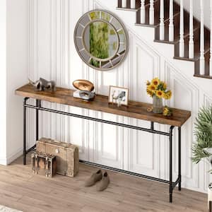Catalin 70.9 in. Wood Vintage Brown Sofa Table, Industrial Console Table, Long Accent Table for Living Room