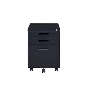 16 in. Black Metal File Cabinet 3-Drawers and Lock