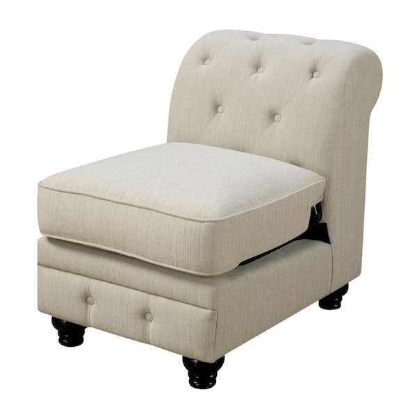 Stanford II Ivory Traditional Style Living Room Armless Chair