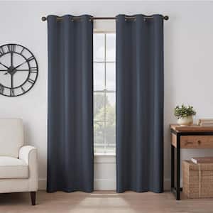 Gabriella Indigo Polyester Solid 40 in. W x 63 in. L Lined Noise Cancelling Thermal Grommet Blackout Curtain
