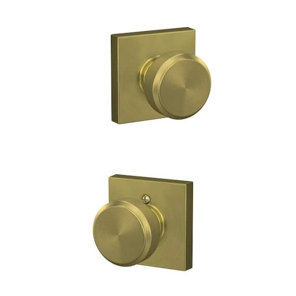 Schlage Custom Latitude- Kinsler Satin Brass Universal Interior Bed/Bath  Hall/Closet Combined Door Handle in the Door Handles department at