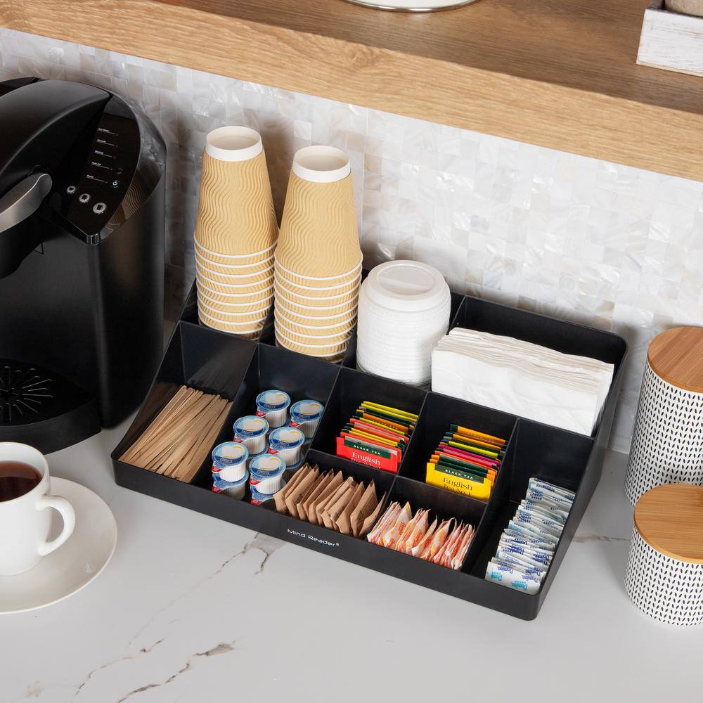 Black Plastic 11-Compartment Coffee Station Organizer