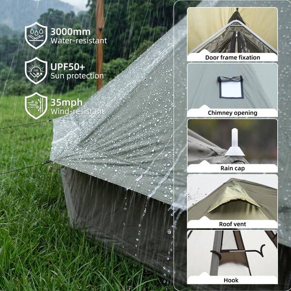 9.8 FT 4-Season Bell Tent, Waterproof Glamping Yurt Tent with