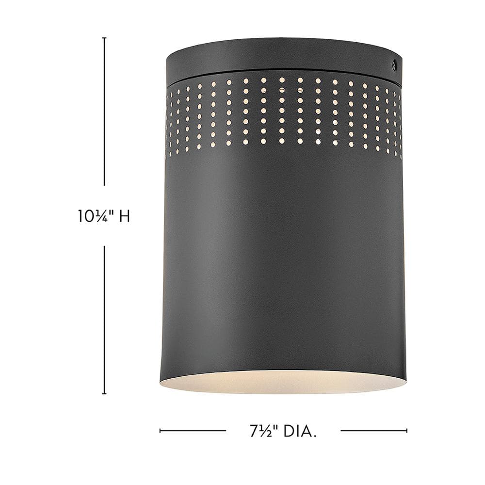 Casey 7.5 in Black Metal Drum LED Flush Mount Light