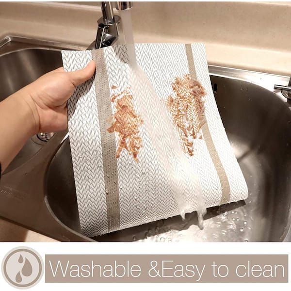 Microfiber Reversible Dish Drying Mat, Approx. 12 x 18, BEIGE COLOR by HS
