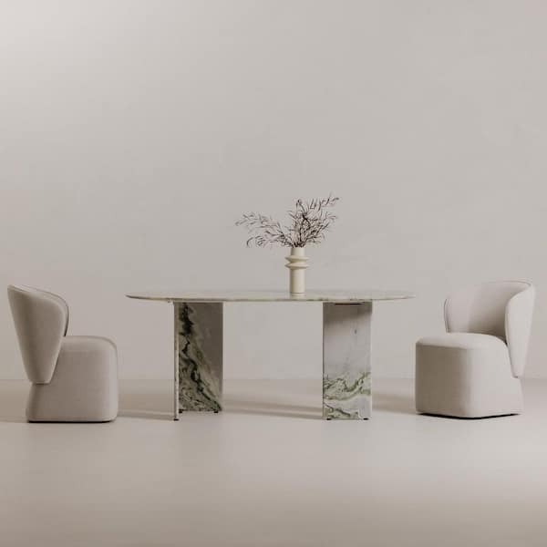 Draven Heather Grey Rolling Dining Chair, Performance Fabric Upholstery with 360° Swivel