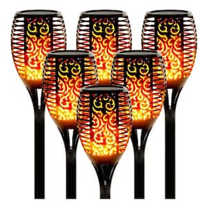 43 Large Solar Torch Lights 6 Pack Waterproof Flickering Flames LED Outdoor Spotlights Dusk to Dawn Auto On/Off