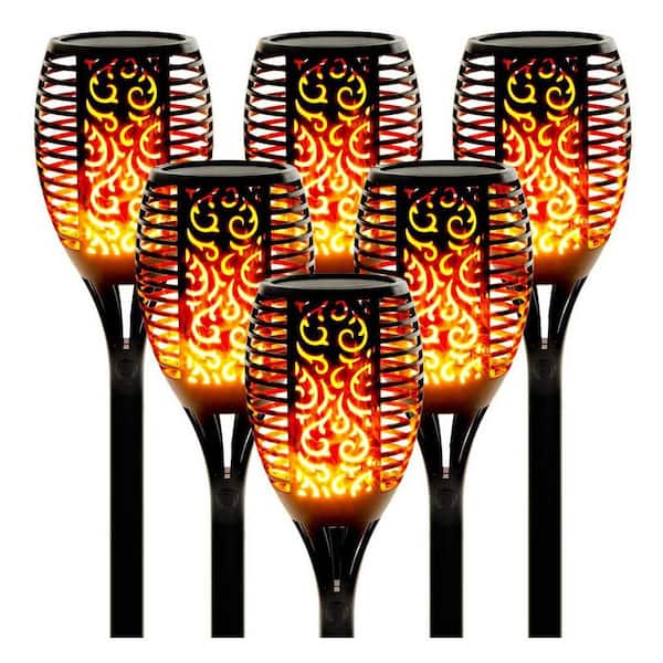 43 Large Solar Torch Lights 6 Pack Waterproof Flickering Flames LED Outdoor Spotlights Dusk to Dawn Auto On/Off