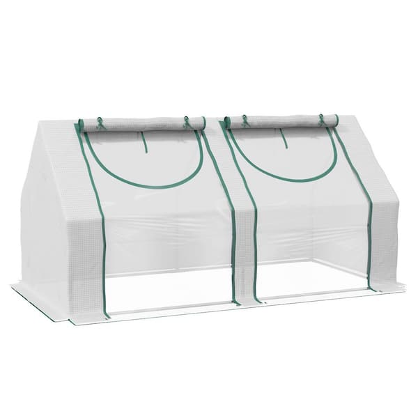 70.80 in. W x 35.50 in. D x 35.50 in. H Steel Clear Portable Greenhouse with 2 PE/Plastic Covers, Roll-Up Windows