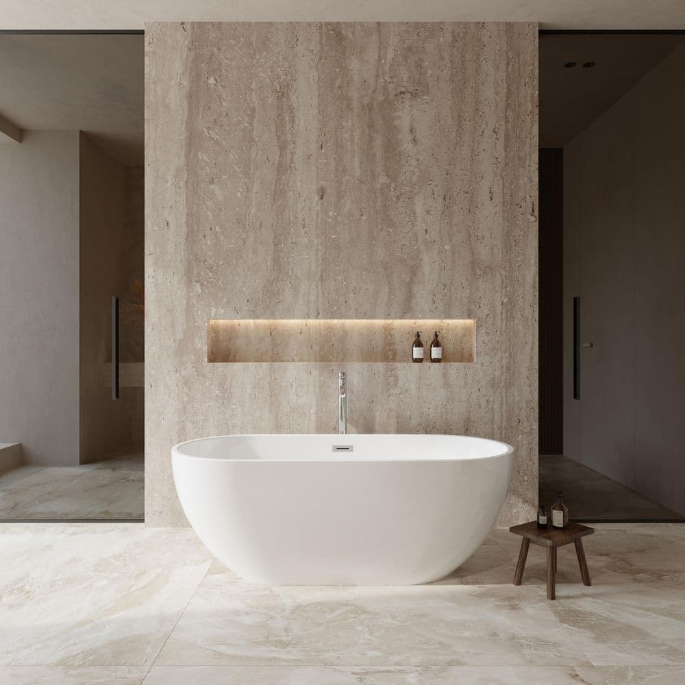 Brooklyn 67 in. Acrylic Flatbottom Bathtub in White with Polished Chrome Trim and Floor Mounted Faucet price history on PriceWatchPro