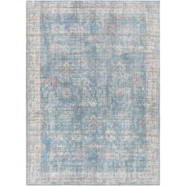 Livabliss Cranbrook Light Blue 5 ft. x 7 ft. Indoor Machine-Washable Area Rug