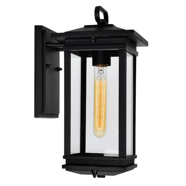 CWI Lighting Oakwood 1 Light Outdoor Black Wall Lantern 0422W7-1