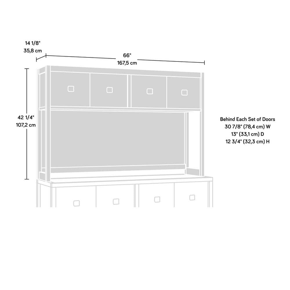 66" Sindoori Mango MDF Laminate Desktop Hutch with 4 Doors