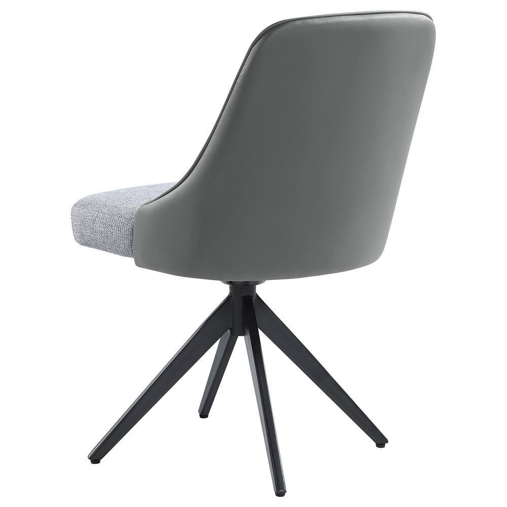 Gray Faux Leather and Fabric Swivel Side Chair with Metal Legs