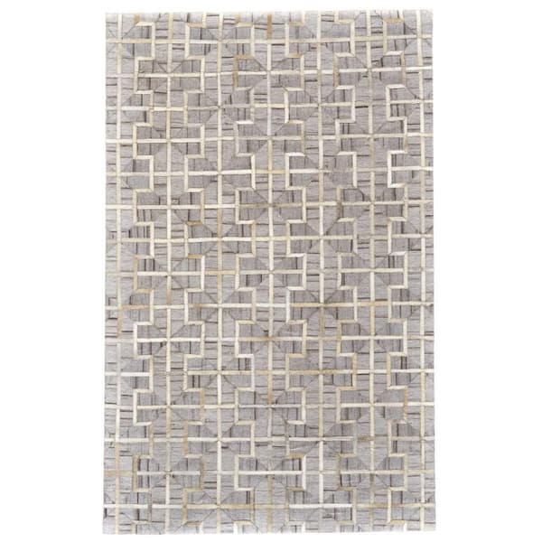 Gray, Ivory  2 ft. x 3 ft.  Geometric Area Runner