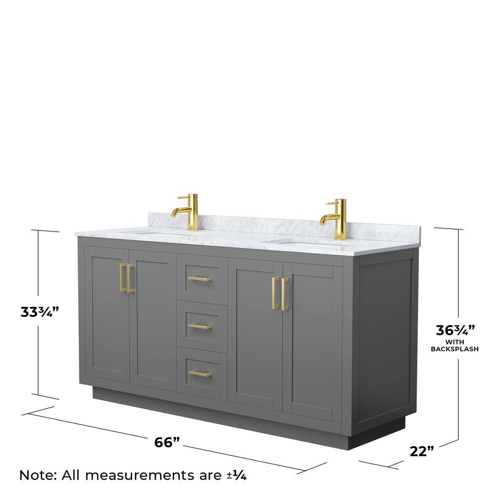 Miranda 66" Dark Gray and Gold Double Bathroom Vanity