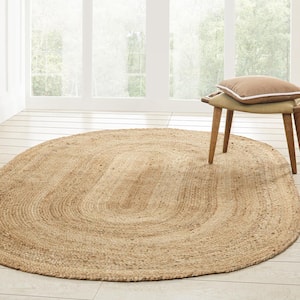Braided Natural 8 ft. x 10 ft. Handwoven Jute Oval Area Rug