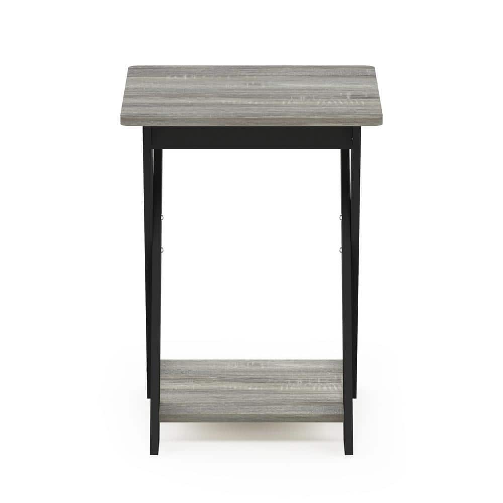 French Oak Grey and Black Criss-Cross End Table
