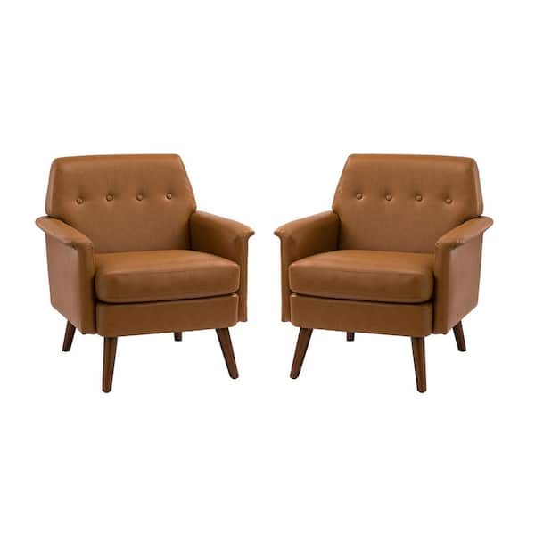 JAYDEN CREATION Mutina Camel armchair with Solid wood Legs set of 2