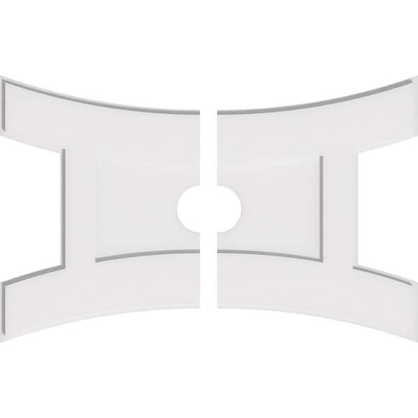 Ekena Millwork 34 in. W x 22-5/8 in. H x 4 in. ID x 1 in. P Haven Architectural Grade PVC Contemporary Ceiling Medallion (2-Piece)