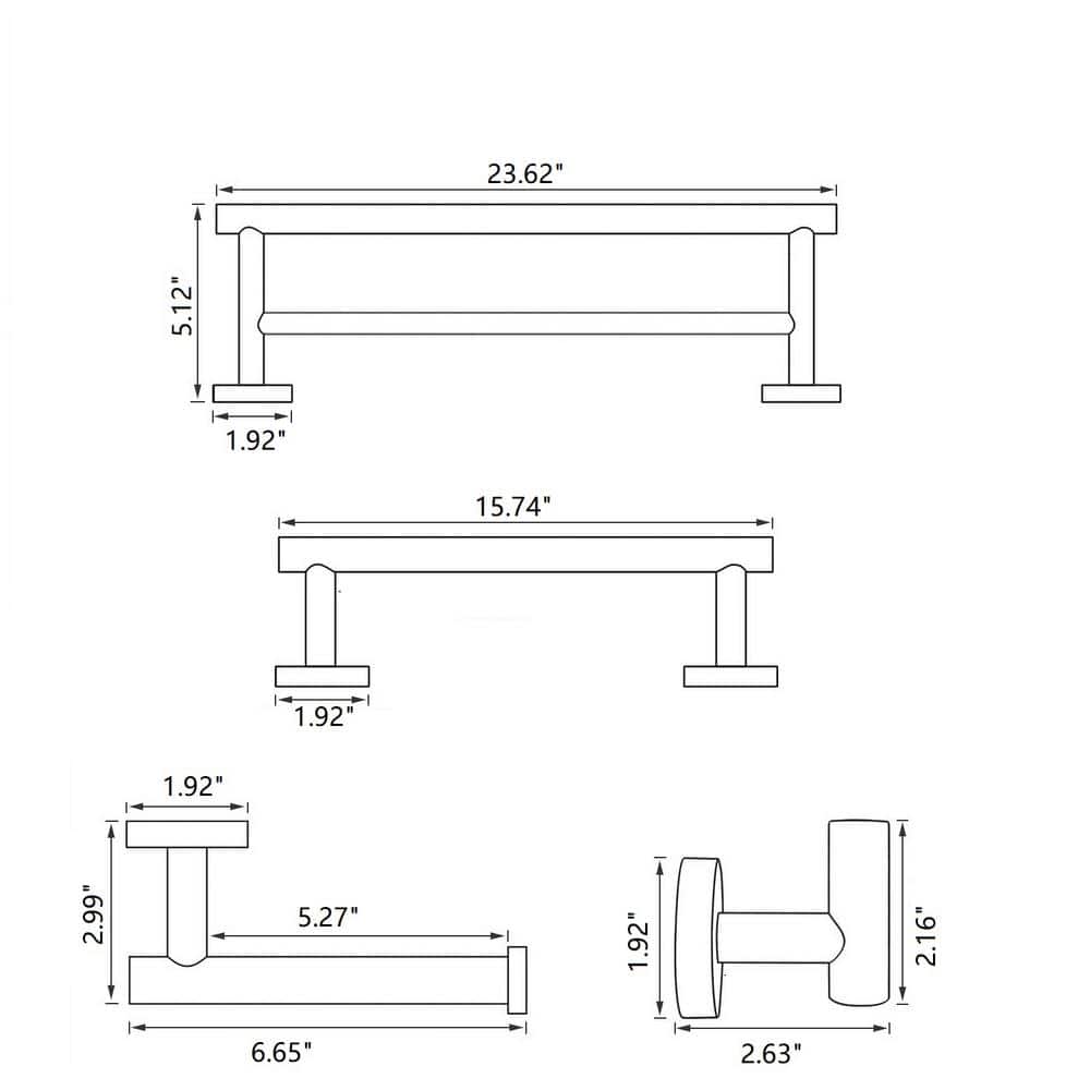 Brushed Nickel 4-Piece Stainless Steel Bathroom Hardware Set