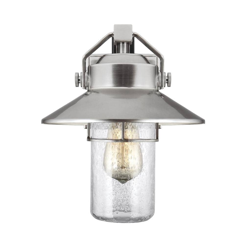 Painted Brushed Steel Outdoor Wall Lantern with Clear Seeded Glass
