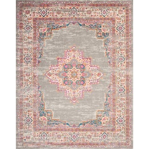 Passion Grey 8 ft. x 10 ft. Bordered Transitional Area Rug