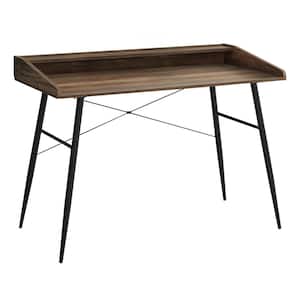 48 in. L Brown Reclaimed Wood-Look Black Computer Desk Small Hutch 2-Storage Cubbies 1-Shelf