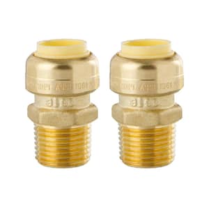 1/2 in. Push-Fit x 1/2 in. Male Pipe Thread Brass Coupling (2-Pack)