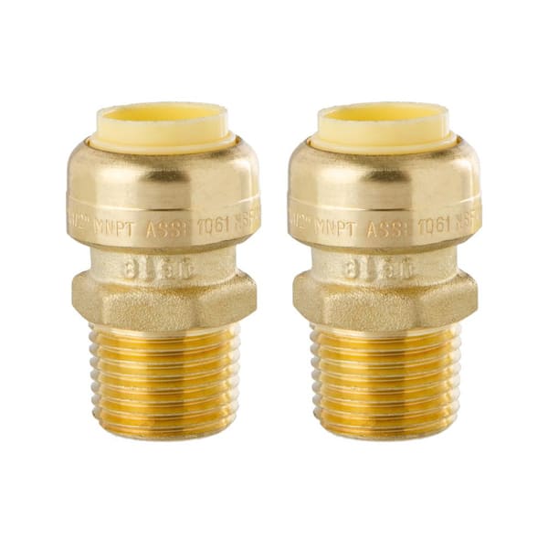 LittleWell 1/2 in. Push-Fit x 1/2 in. Male Pipe Thread Brass Coupling (2-Pack)