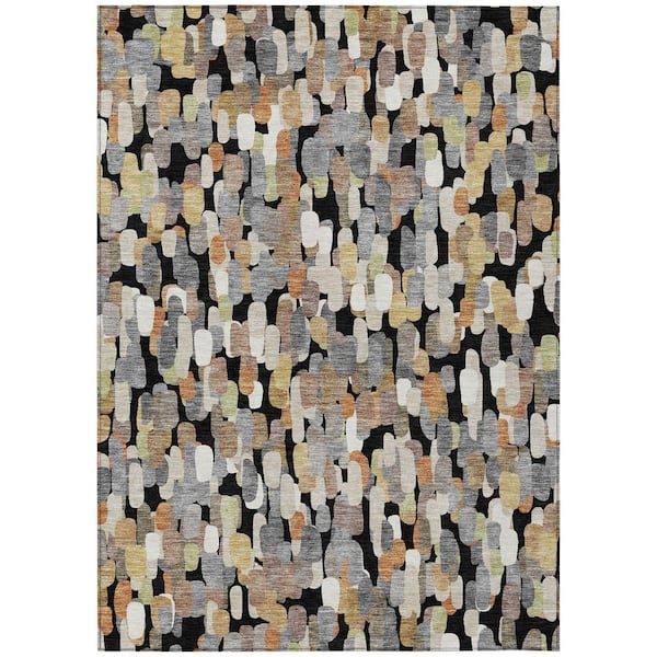 Chantille Machine Washable Indoor/Outdoor Abstract ACN2451 Black 9 ft. x 12 ft. Area Rug