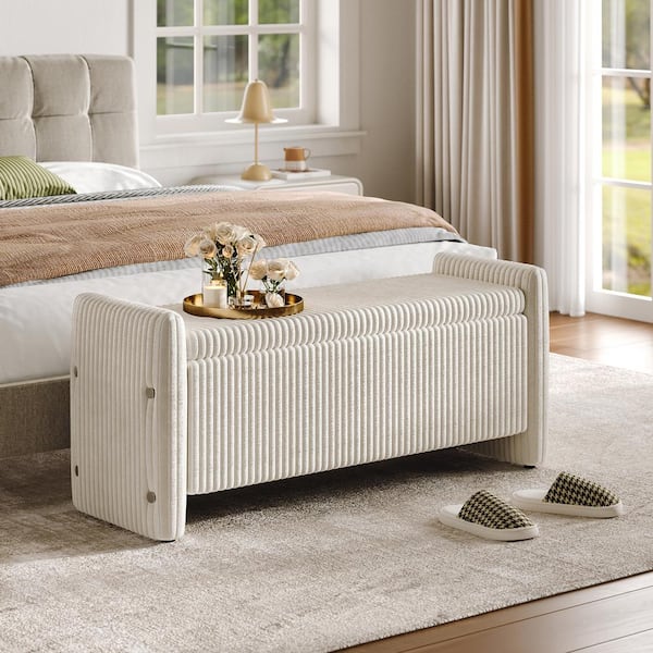 Off white storage ottoman discount